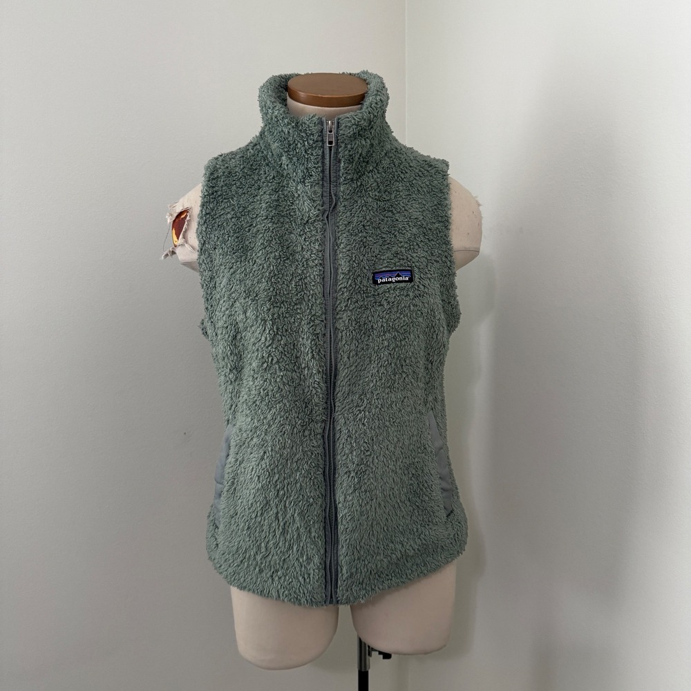 Patagonia Large Green Los Gatos Fleece Sherpa Vest Full Zip
